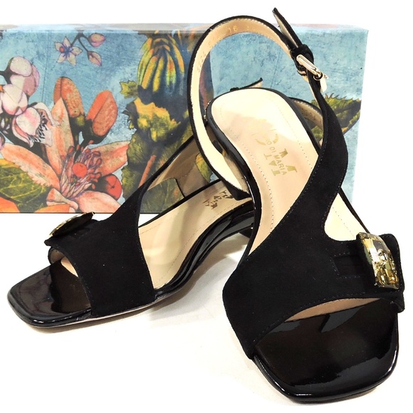 ALESSANDRO DI MARIA 🇮🇹 WOMEN'S BLACK SUEDE SUMMER SANDALS - Picture 8 of 8